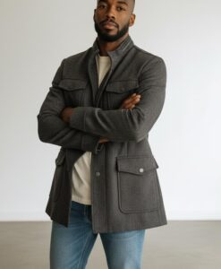 Casaco Curto Masculino de Lã
